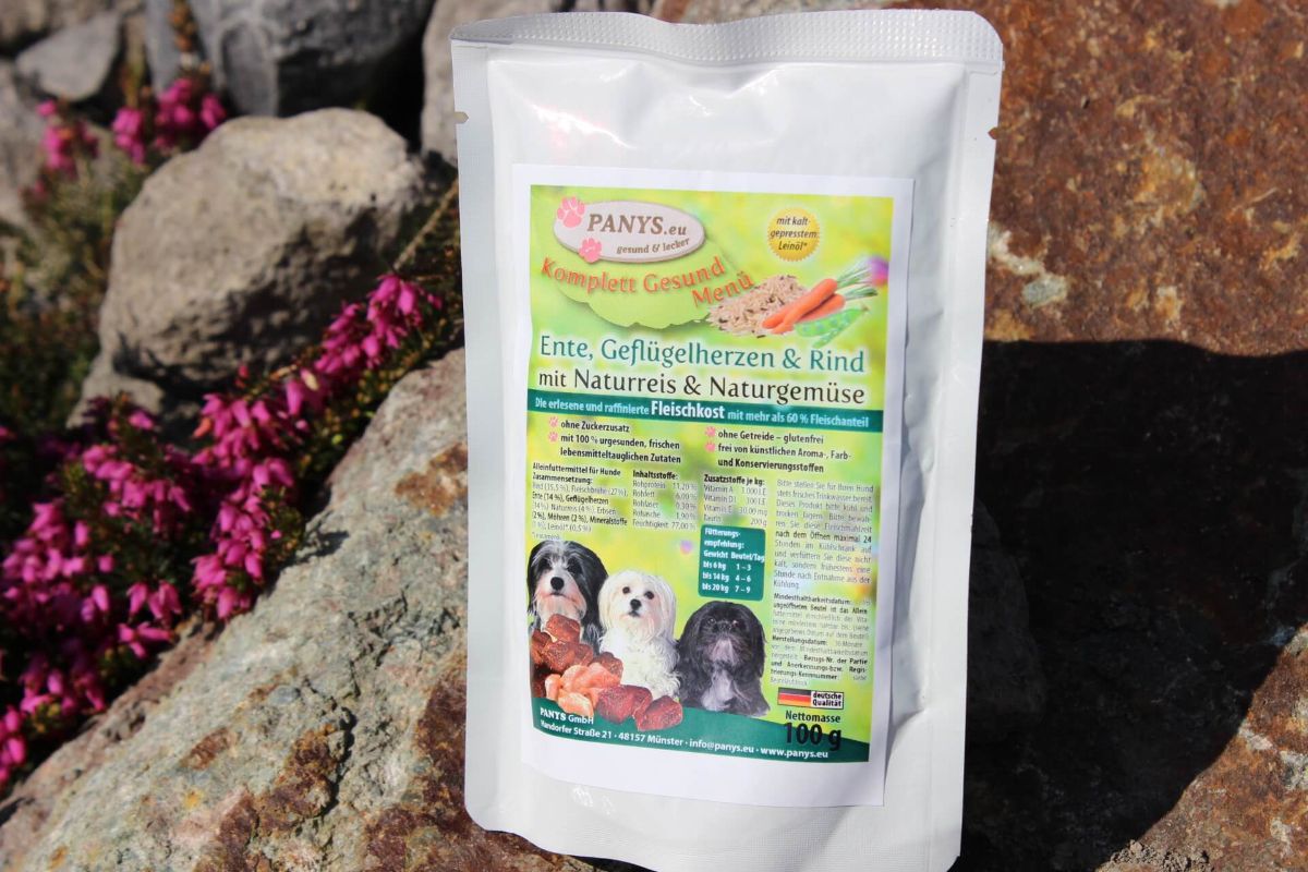 Menue aus Ente, Geflügelherzen, Naturreis... - 12 Stk. ab 100g